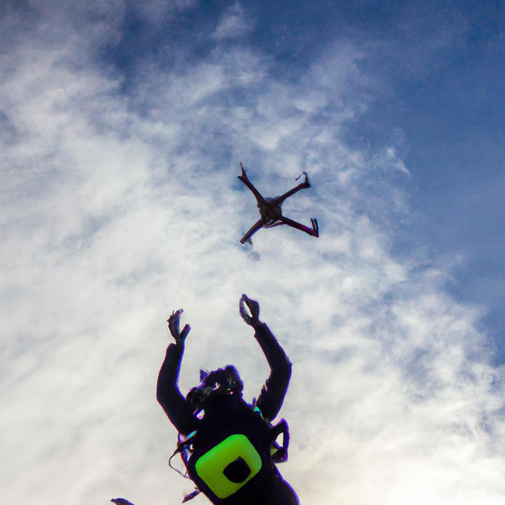 Person skydiving with drone