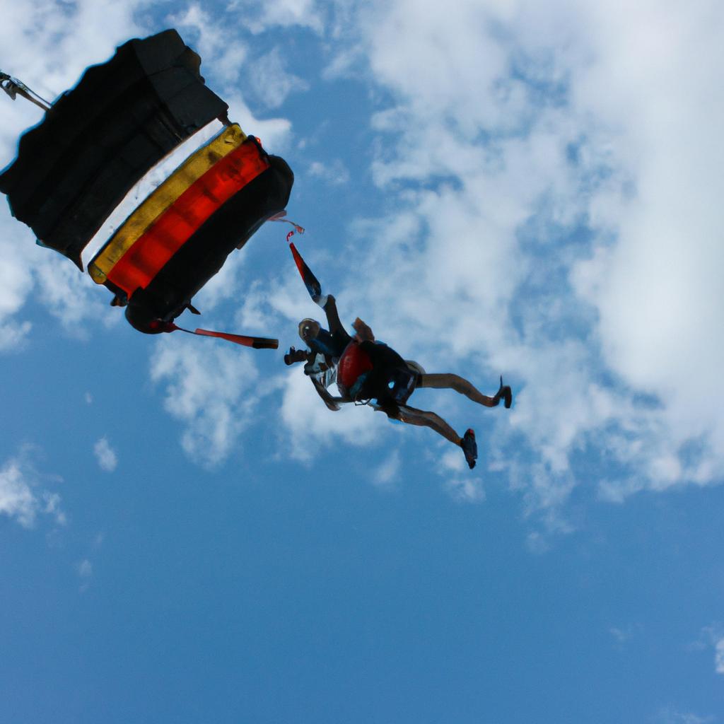 Person skydiving from stable platform