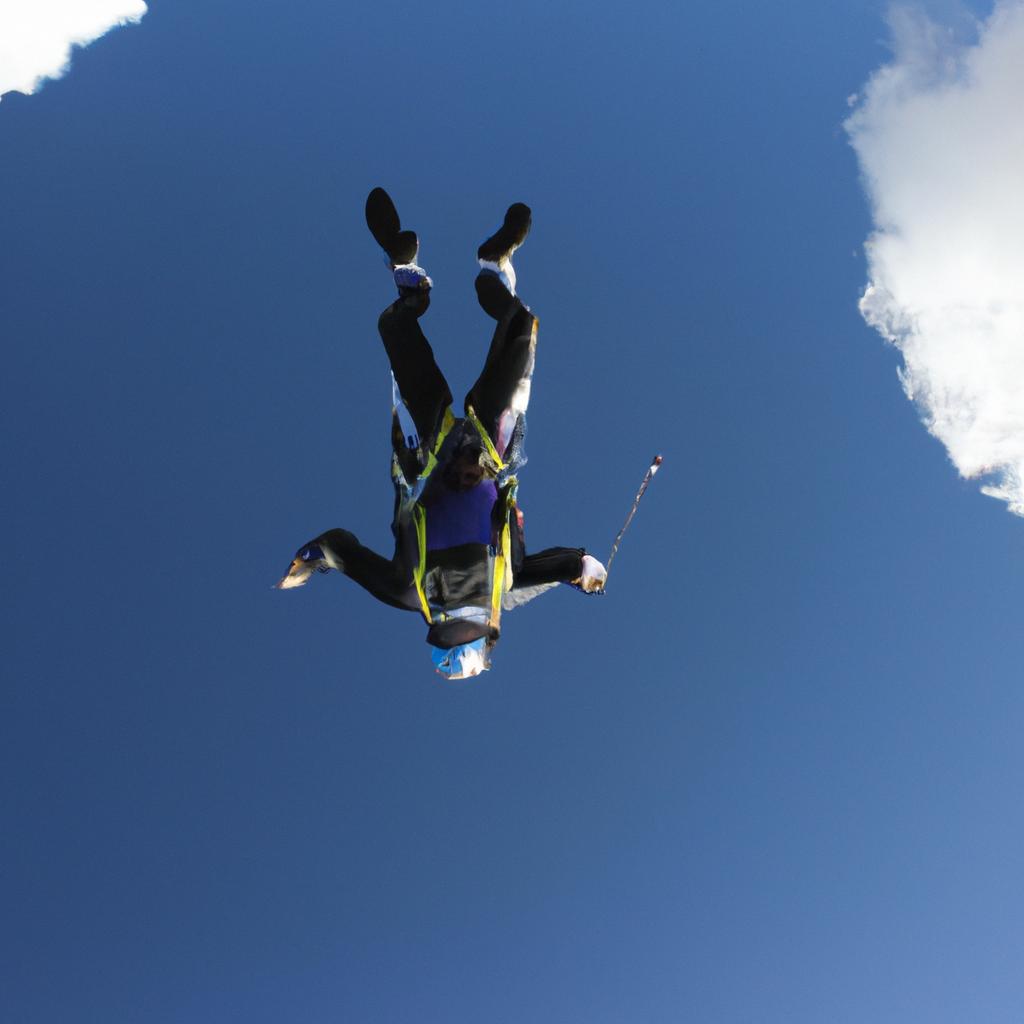 Person skydiving with camera