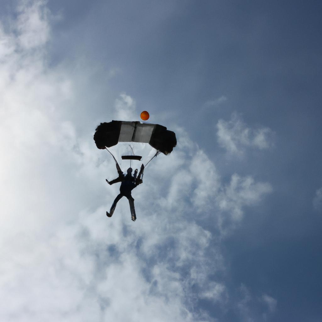 Person skydiving with stable platform