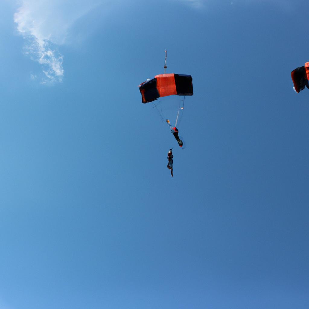 Person skydiving in formation