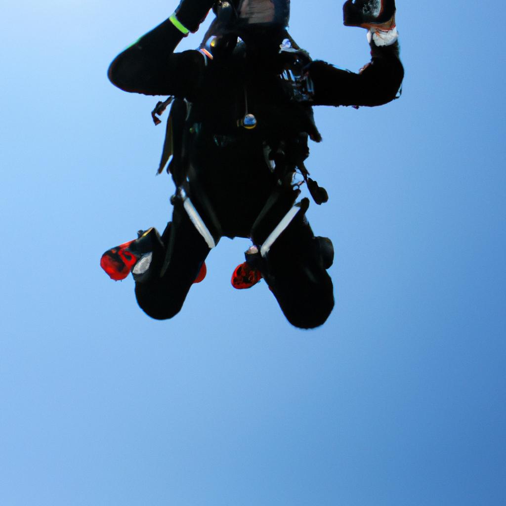 Person skydiving with camera equipment