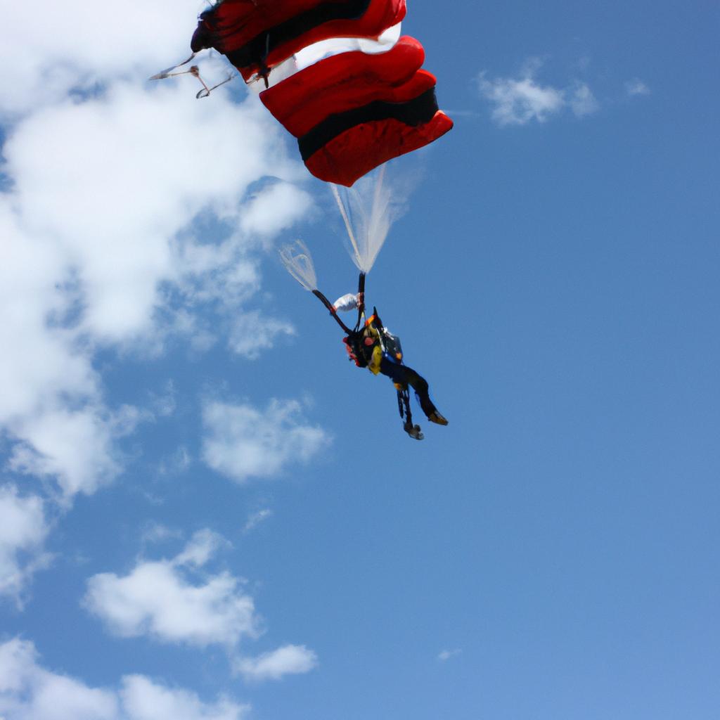 Person skydiving with stable platform