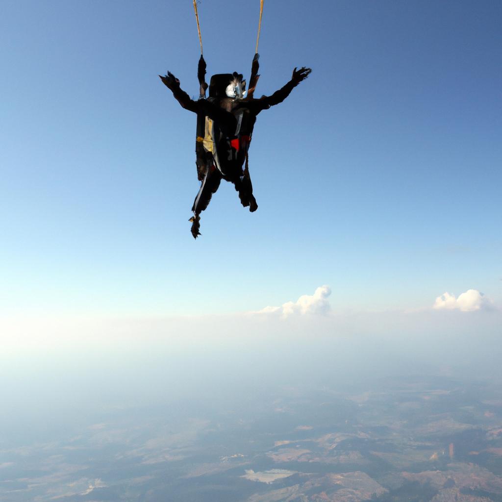 Person skydiving with wing-mounted camera